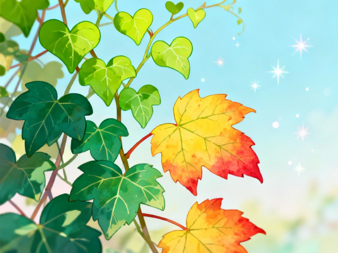 爬山虎叶子的形状和颜色变化