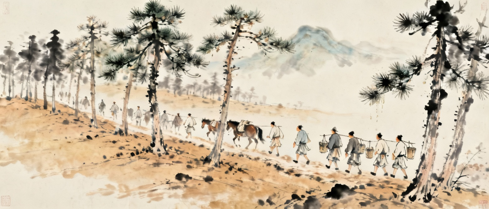 北宋时期黄泥冈松林场景