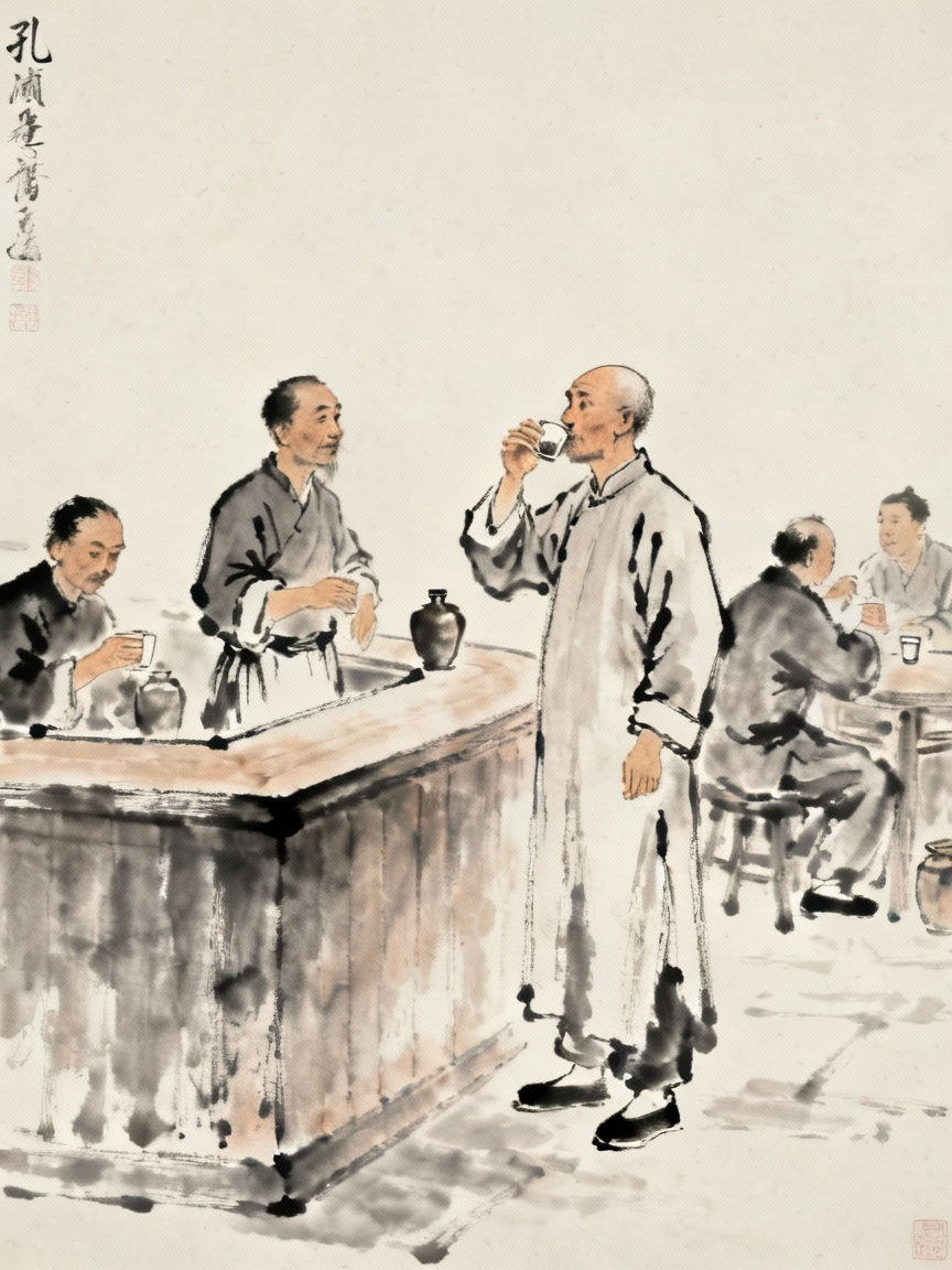 咸亨酒店场景，短衣帮与长衫客对比