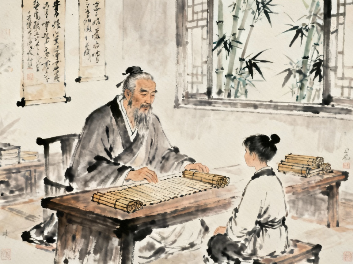 孟子严肃教导的场景