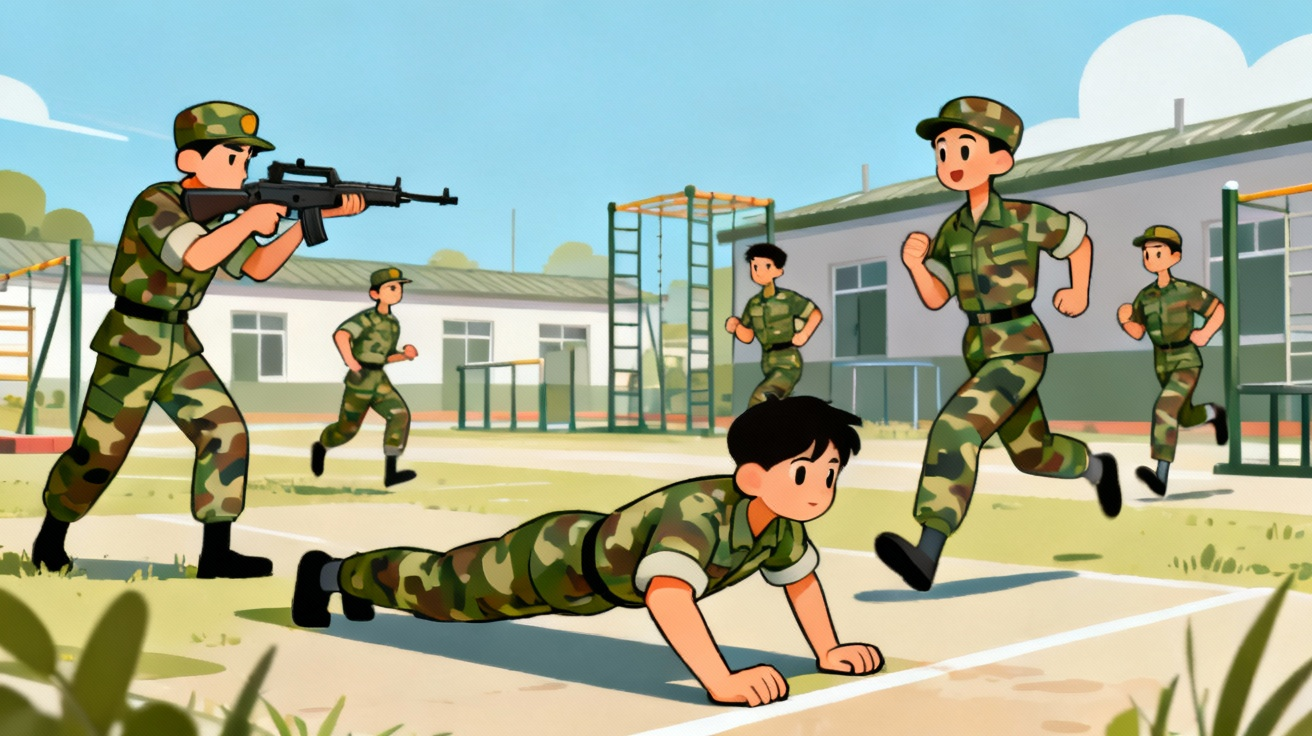 年轻人在军营训练