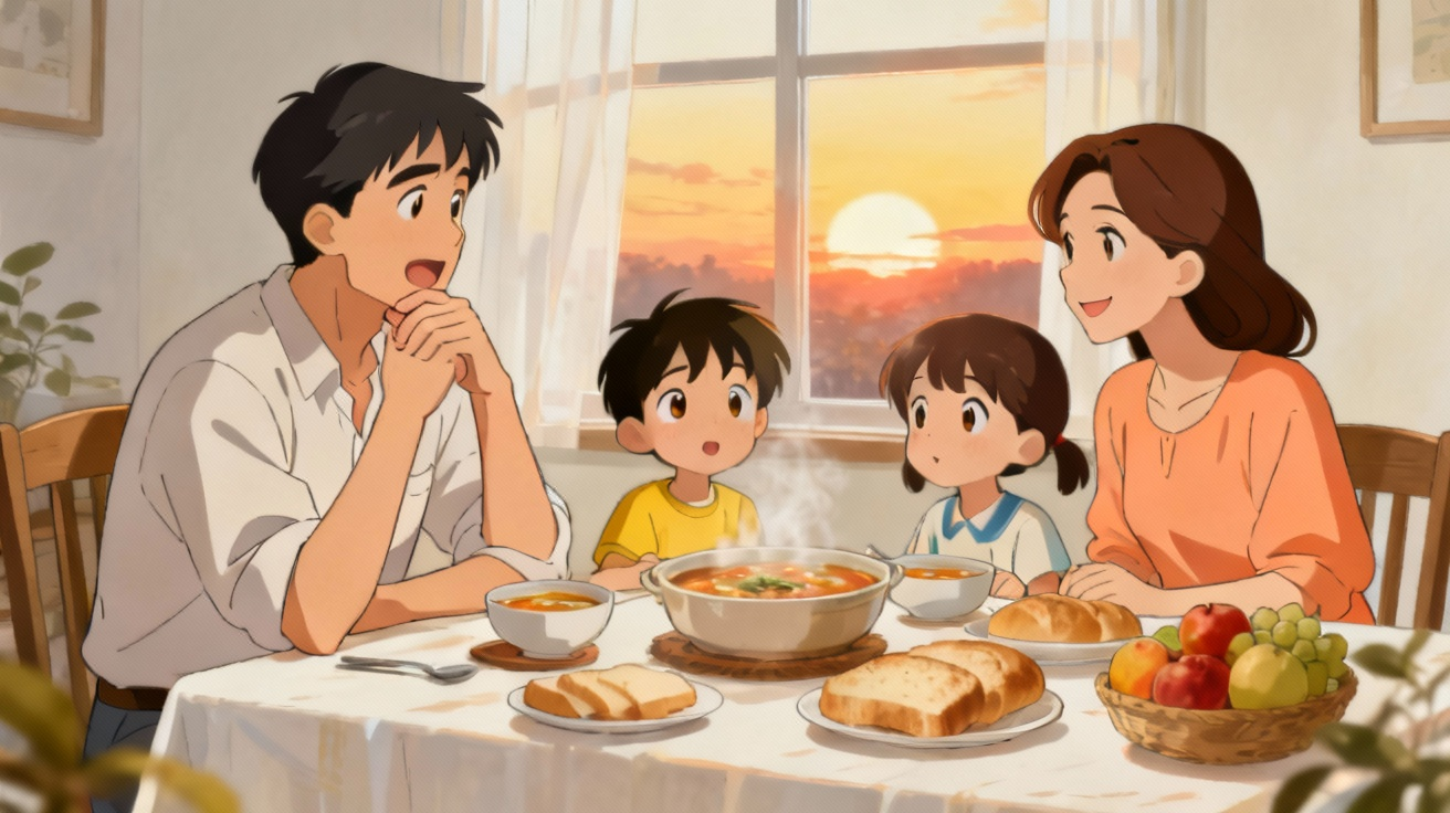 家庭餐桌温馨场景