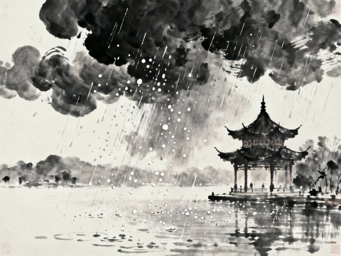望湖楼雨景图