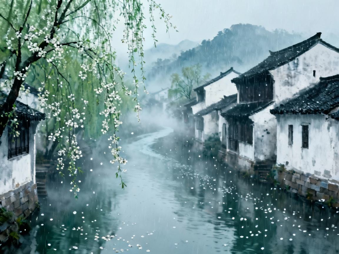 春雨江南水乡