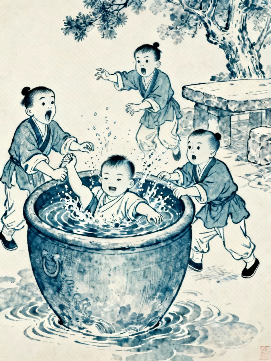 孩子掉进水缸