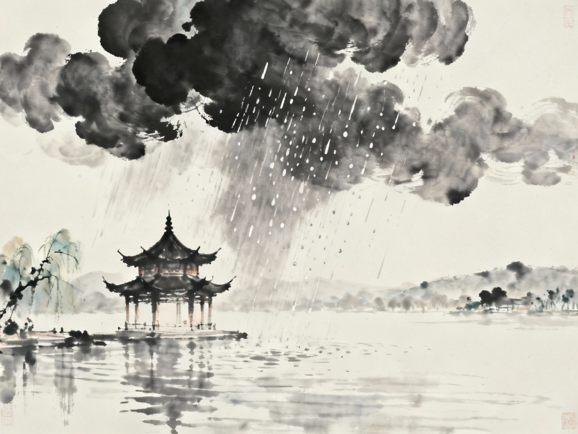 望湖楼醉书意境图