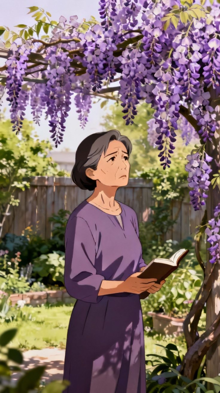 作家宗璞在花园中沉思