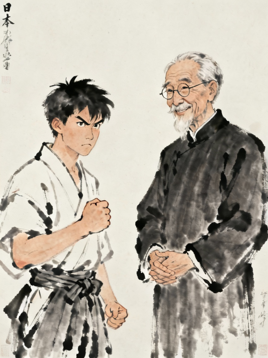 日本爱国青年与藤野先生对比场景