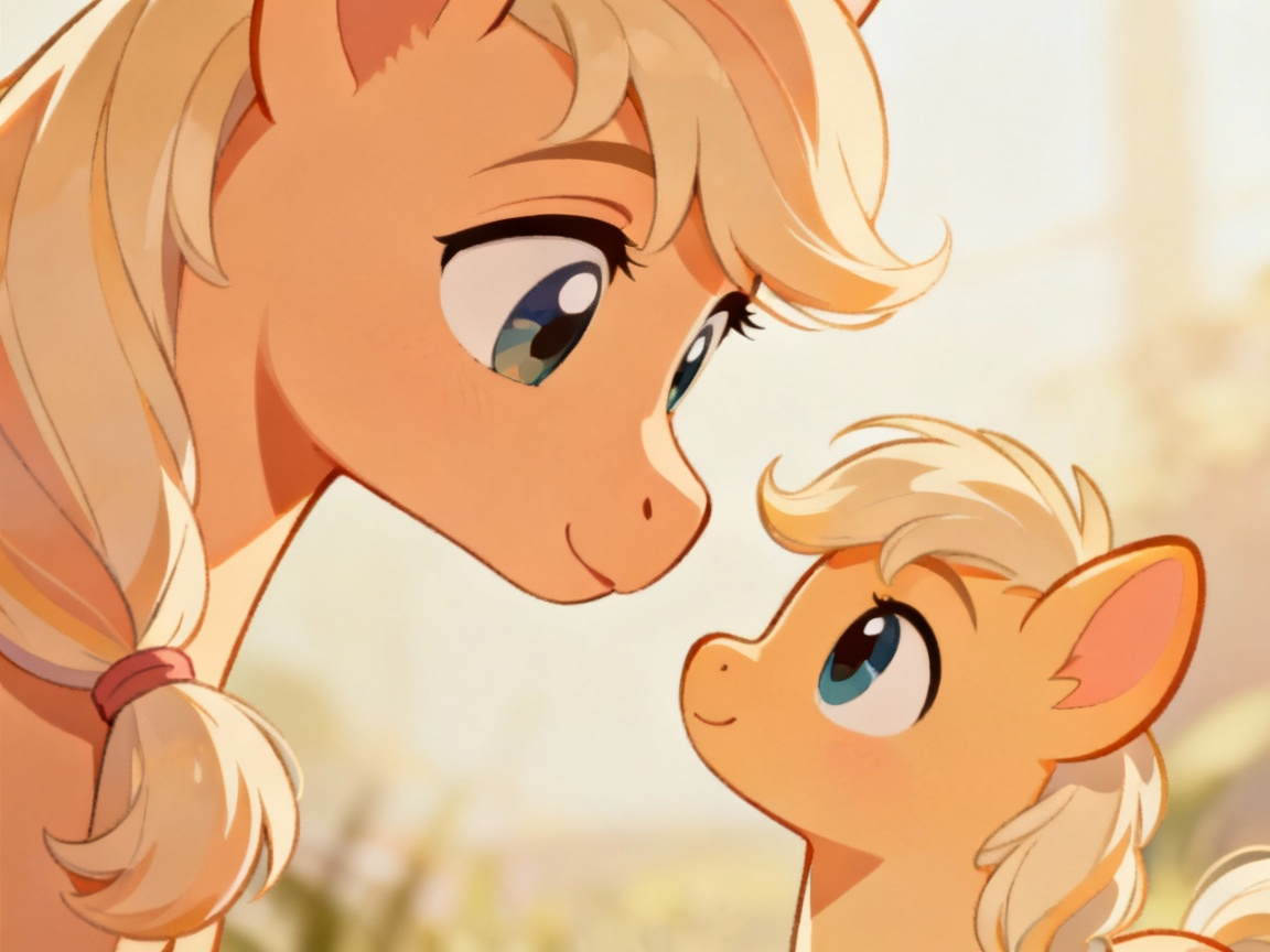 小马妈妈温柔地看着小马