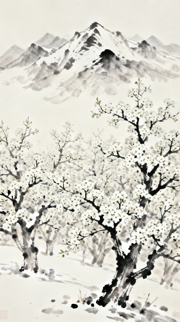 天山雪景，千树万树梨花开的美丽景象