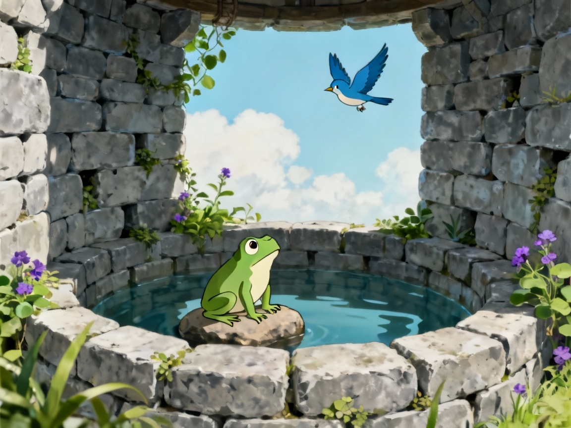 青蛙在井底，小鸟在井沿