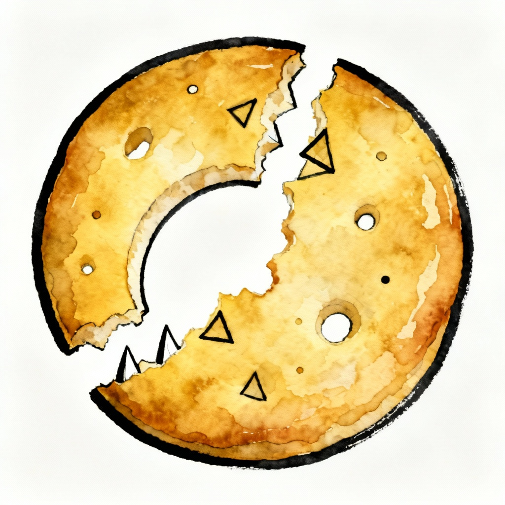 一张大饼上有多个不同形状的咬痕