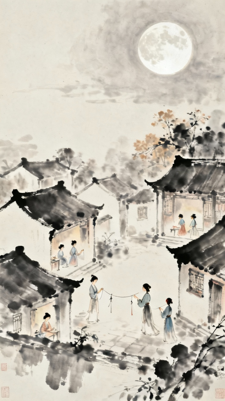 家家乞巧望秋月