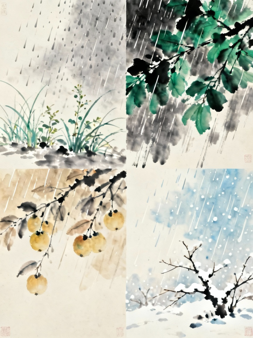 四季雨景