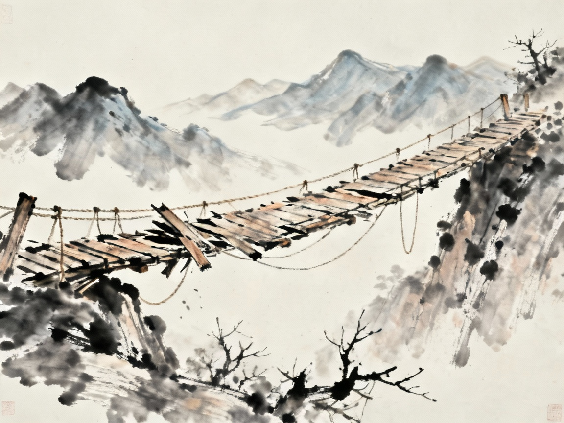 摇摇欲坠的木桥