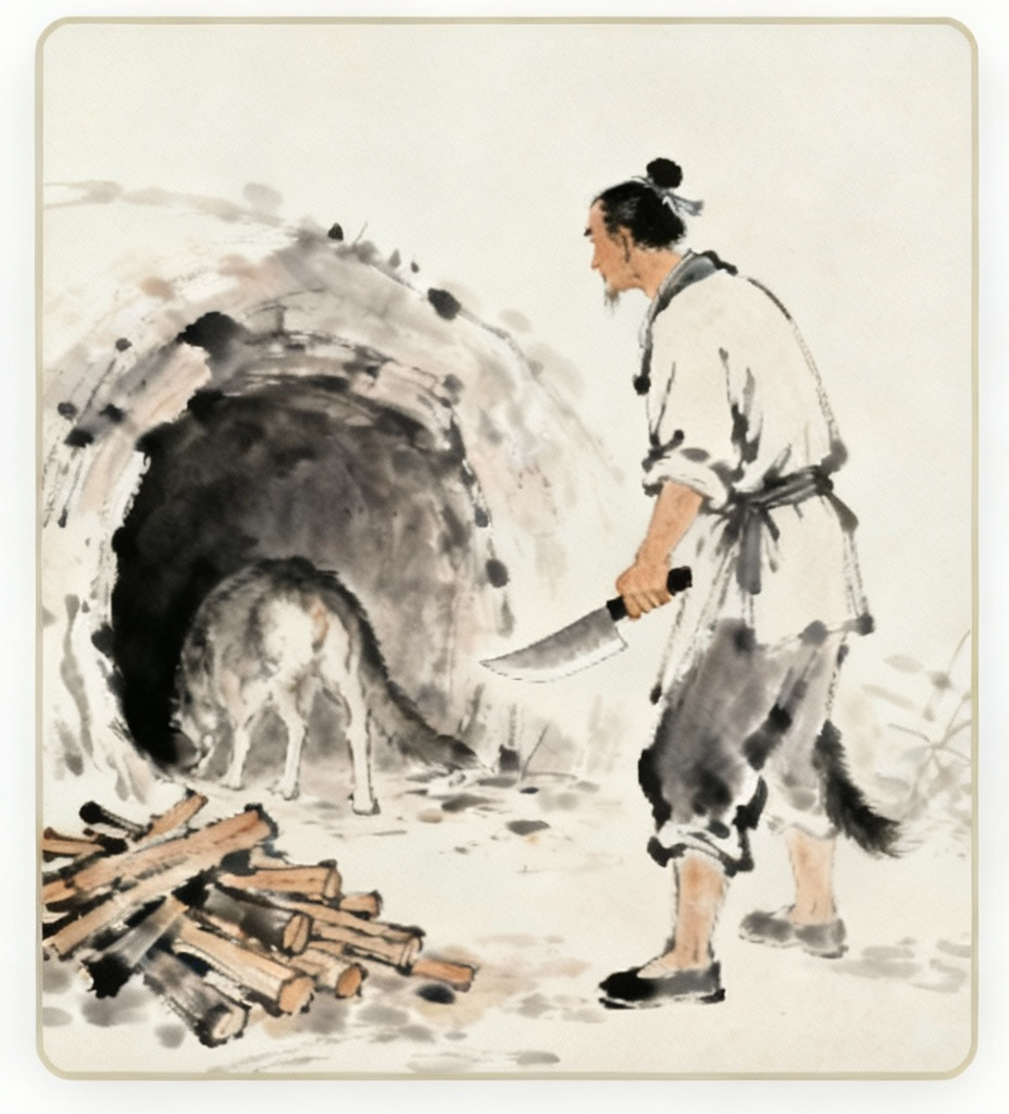 狼洞积薪身已半入止露尻尾