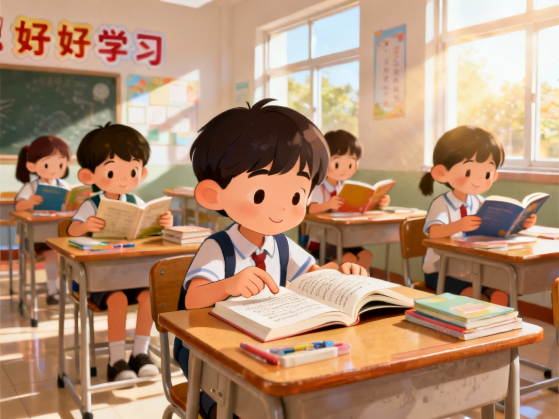 小学生在教室学习