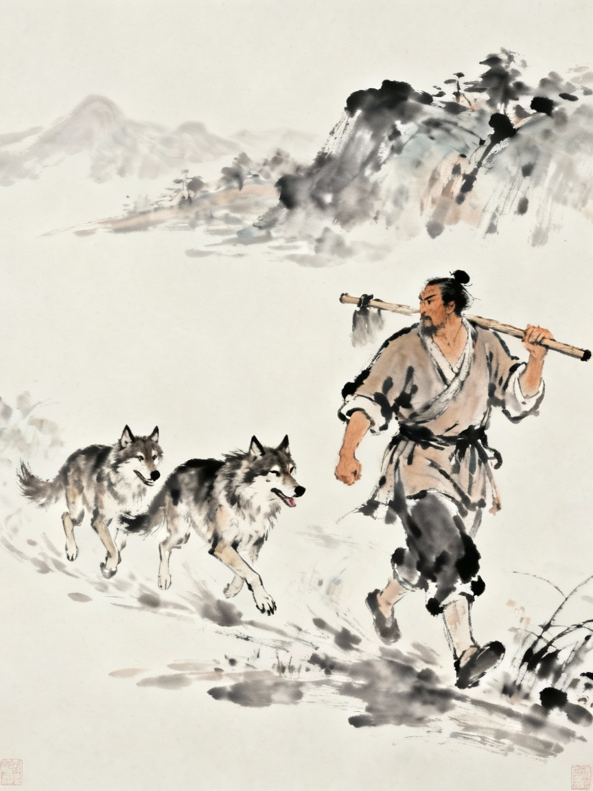 两狼缀行甚远跟随屠户