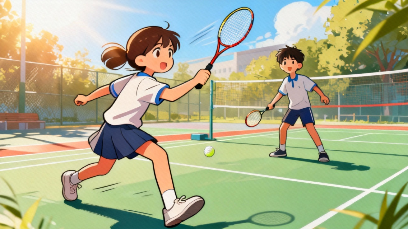 学生打羽毛球