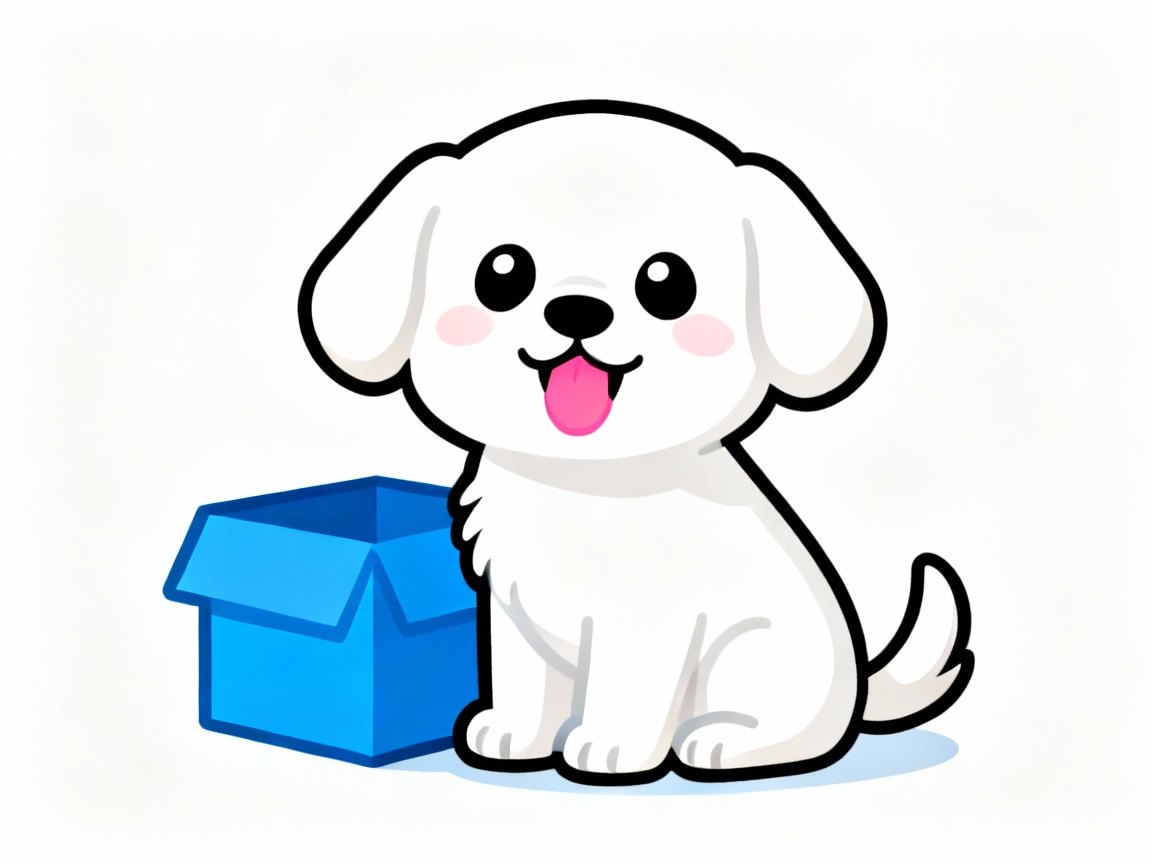 小狗在盒子前面