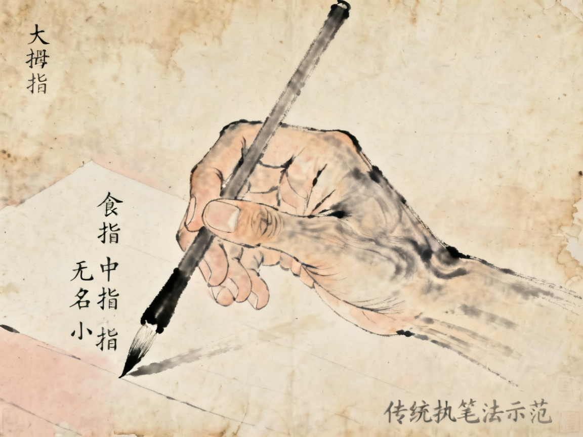 五指执笔法示范