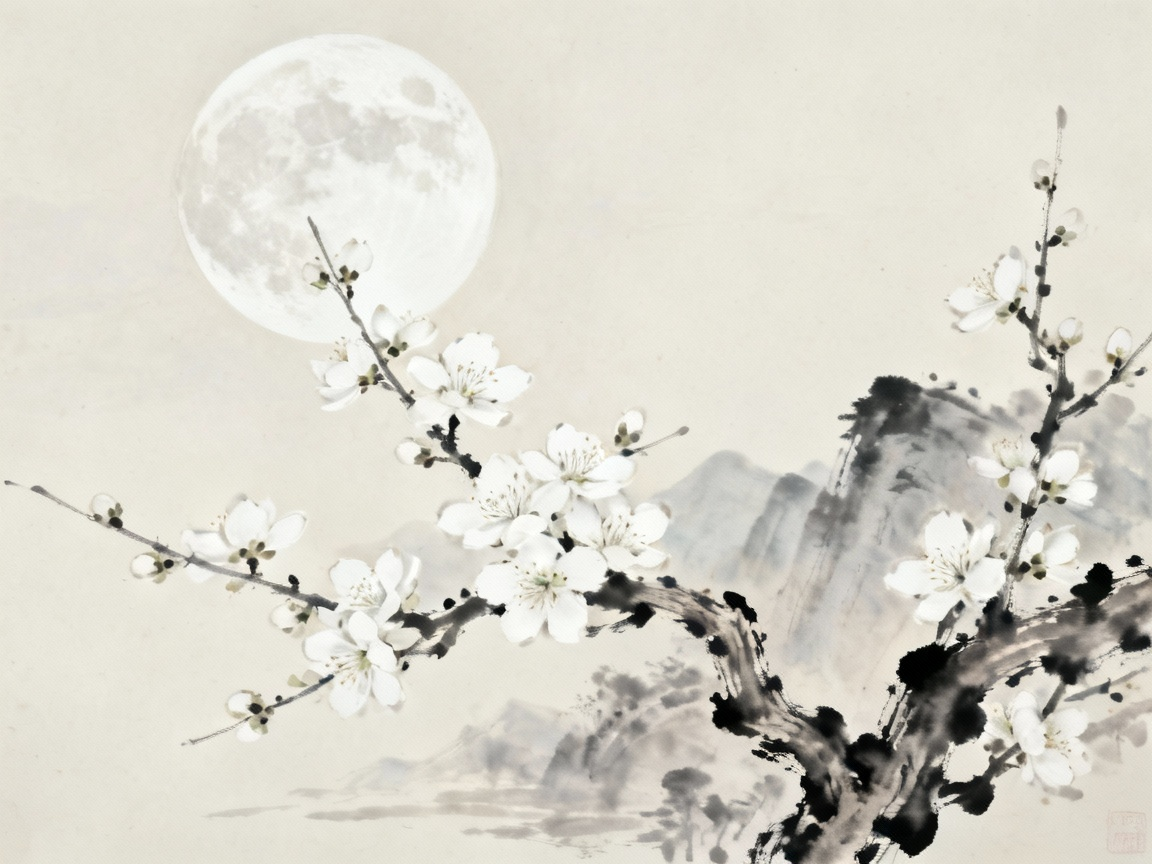 月白色意境图