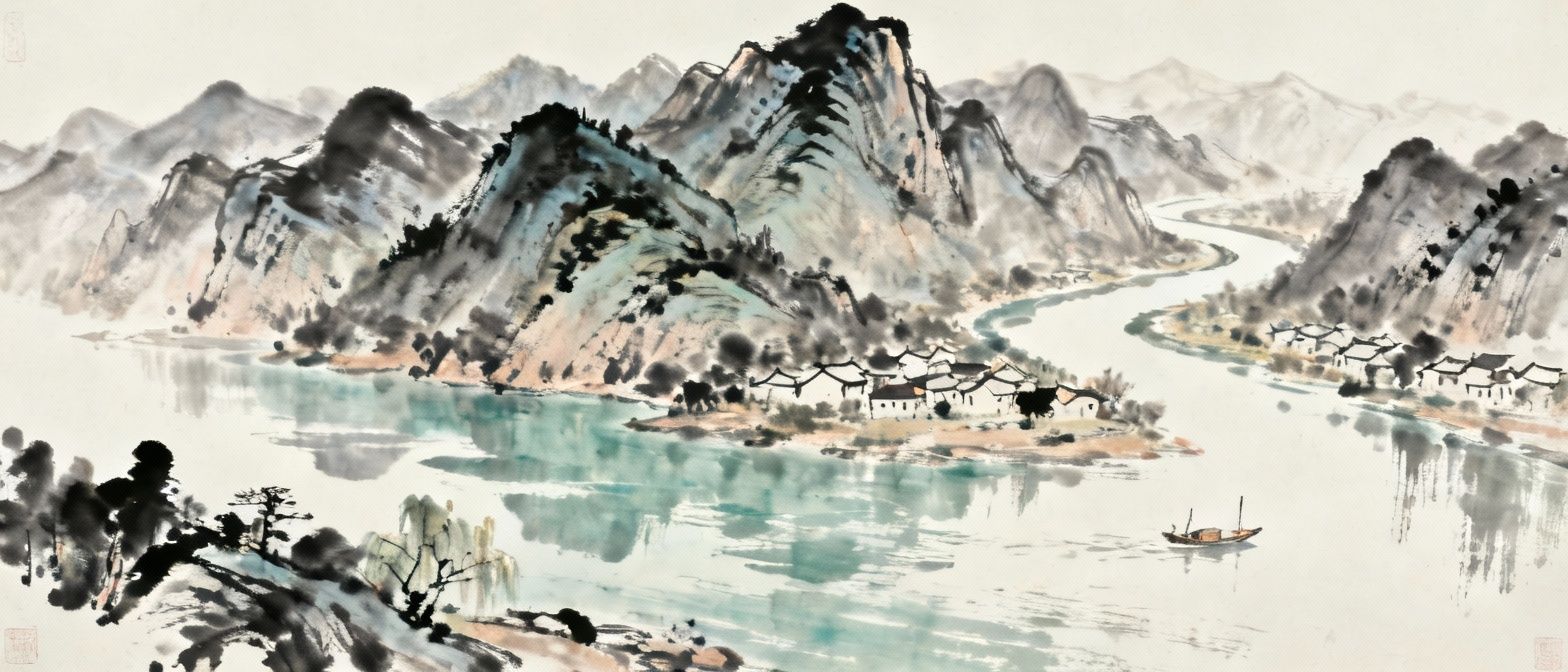 富春江整体山水全景，奇山异水天下独绝