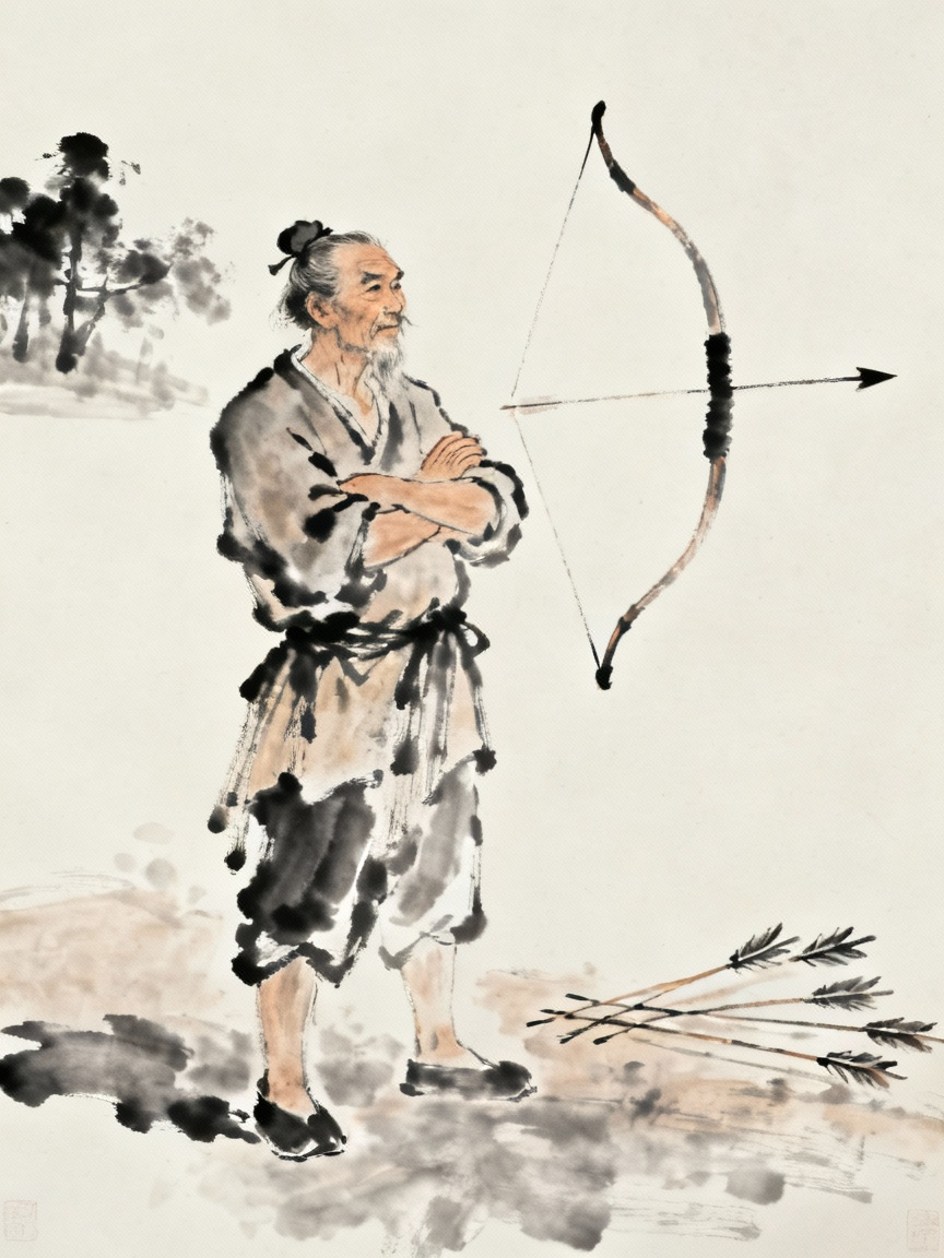 陈康肃公射箭十发八九中，卖油翁微微点头
