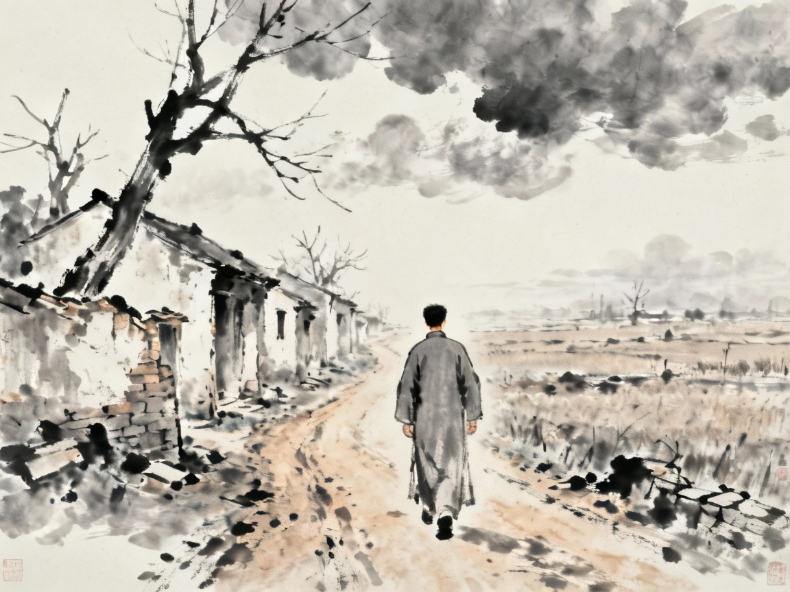 鲁迅回乡路上的萧索荒村景象