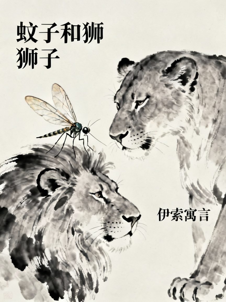 蚊子和狮子寓言故事插图