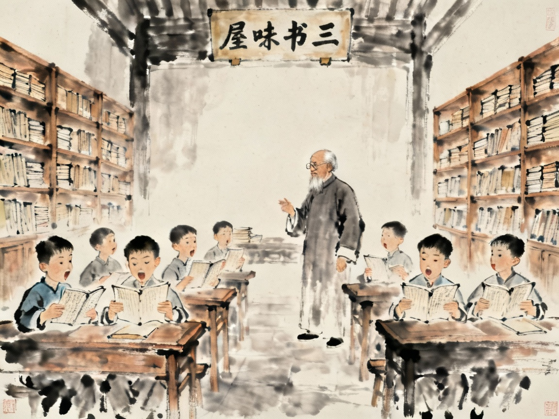 三味书屋读书学习场景