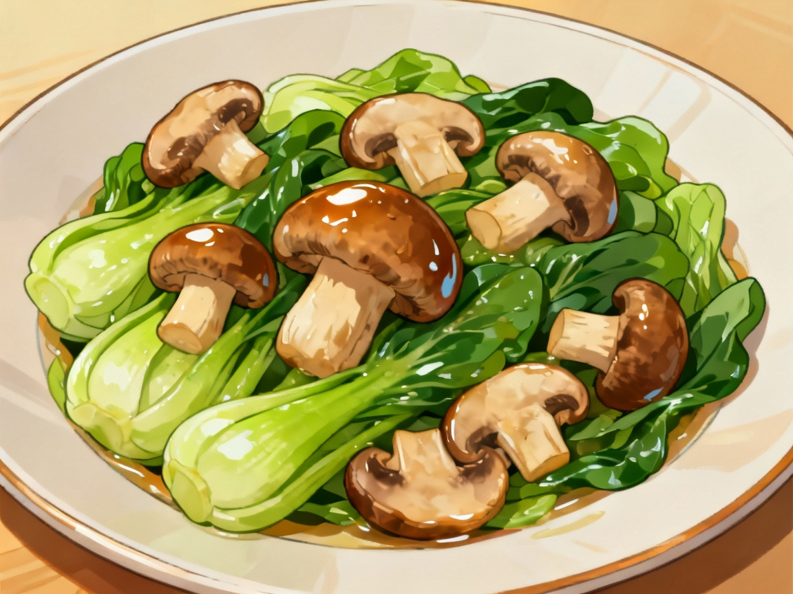 青菜炒蘑菇