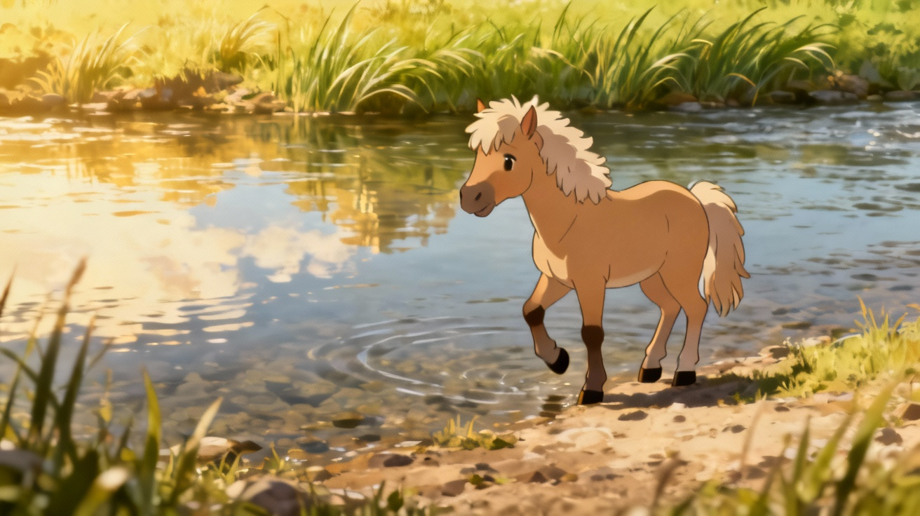 小马站在河边犹豫不决