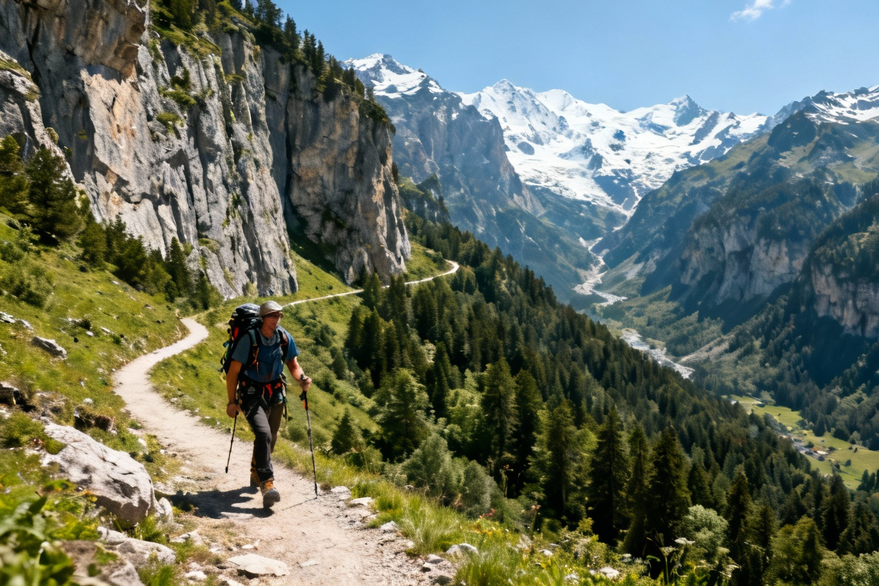 登山者徒步攀登