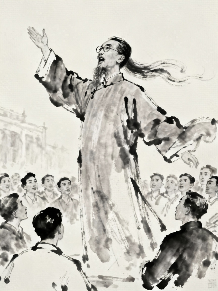 闻一多先生慷慨激昂演讲