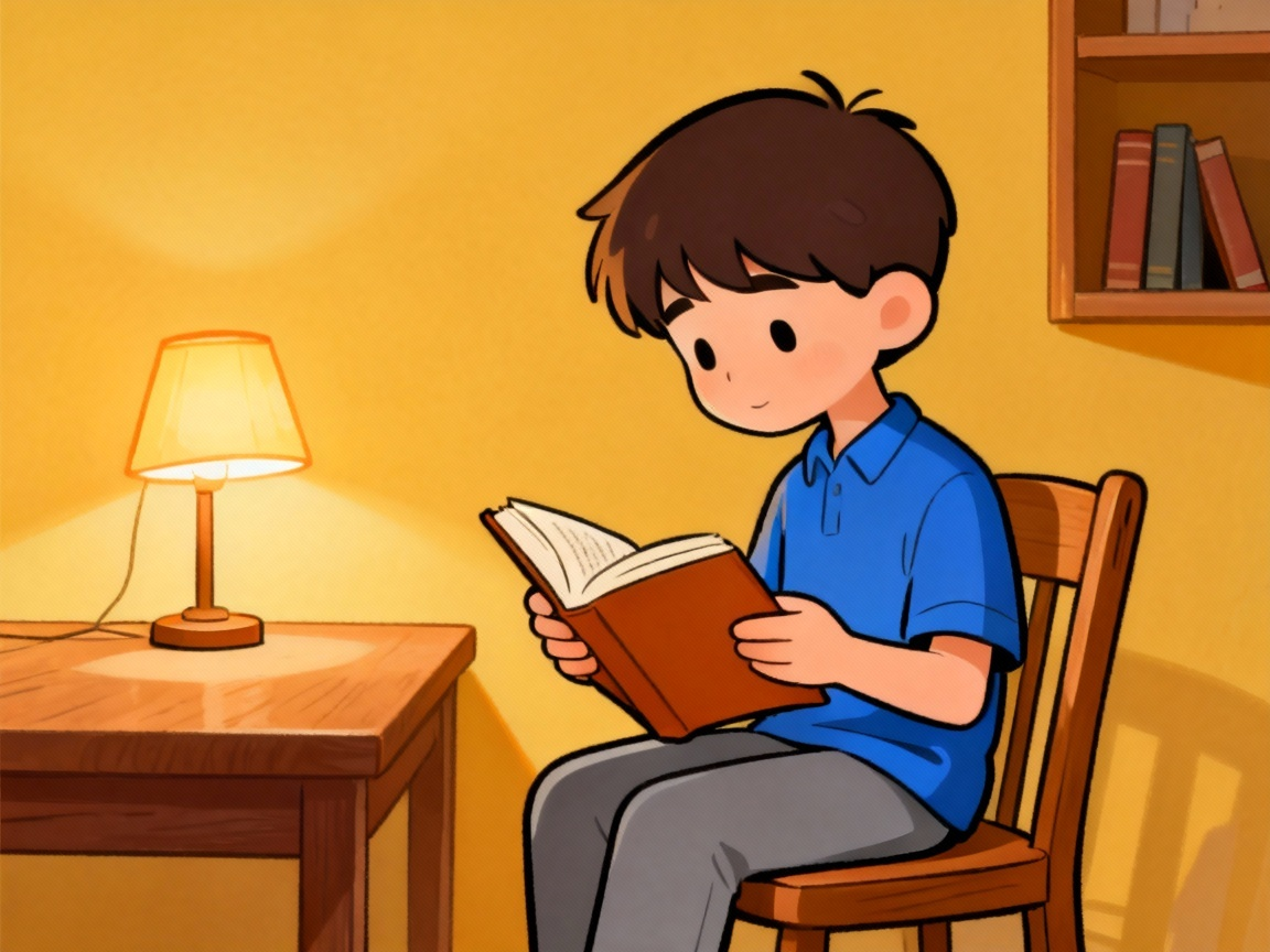 男孩在读书