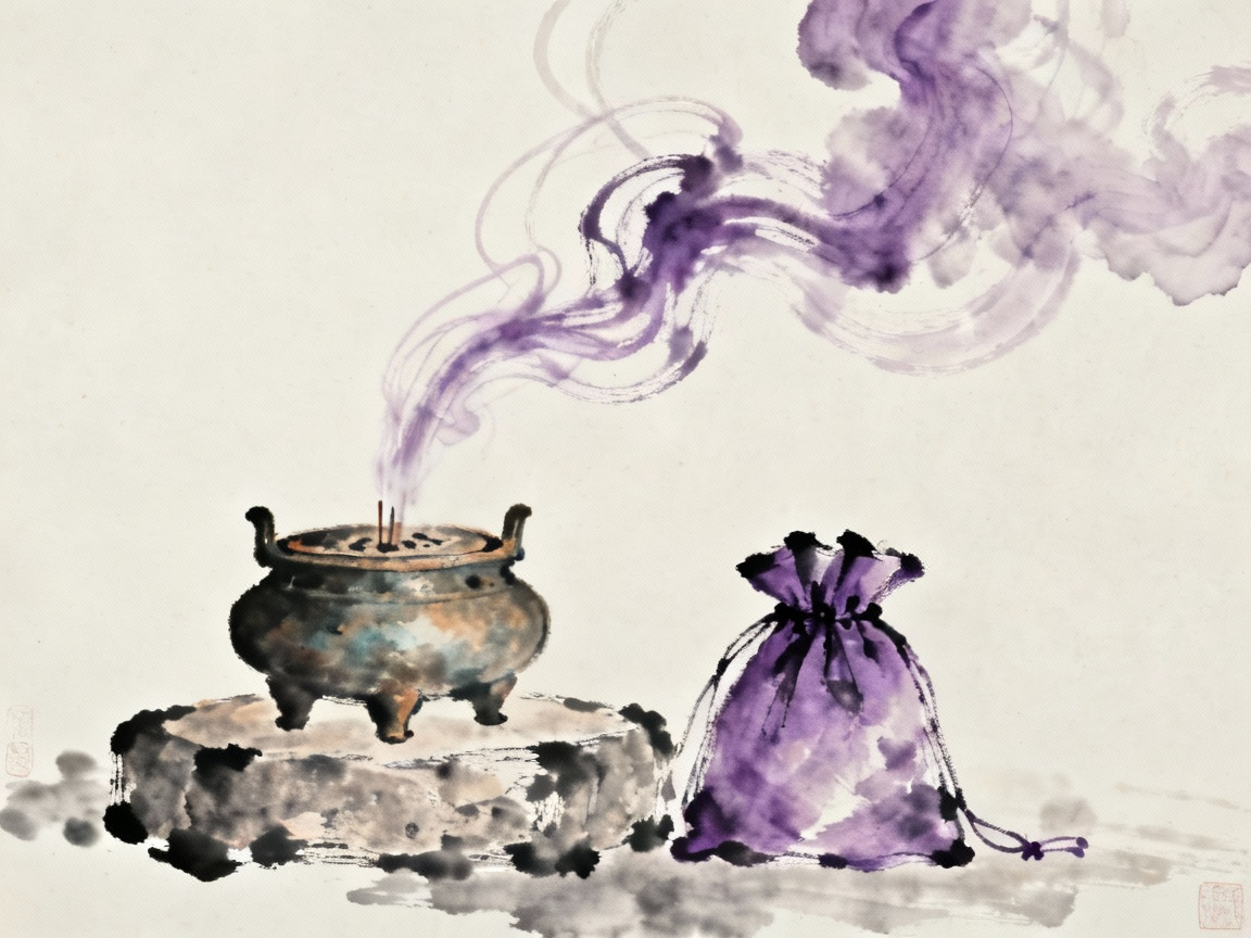 香炉紫烟色意境图