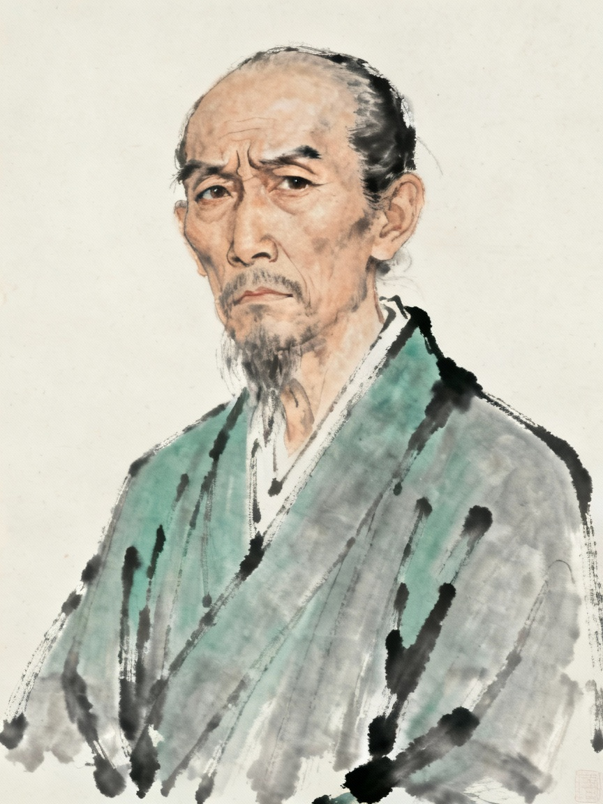 范仲淹肖像，古代文人形象，忧国忧民的神态