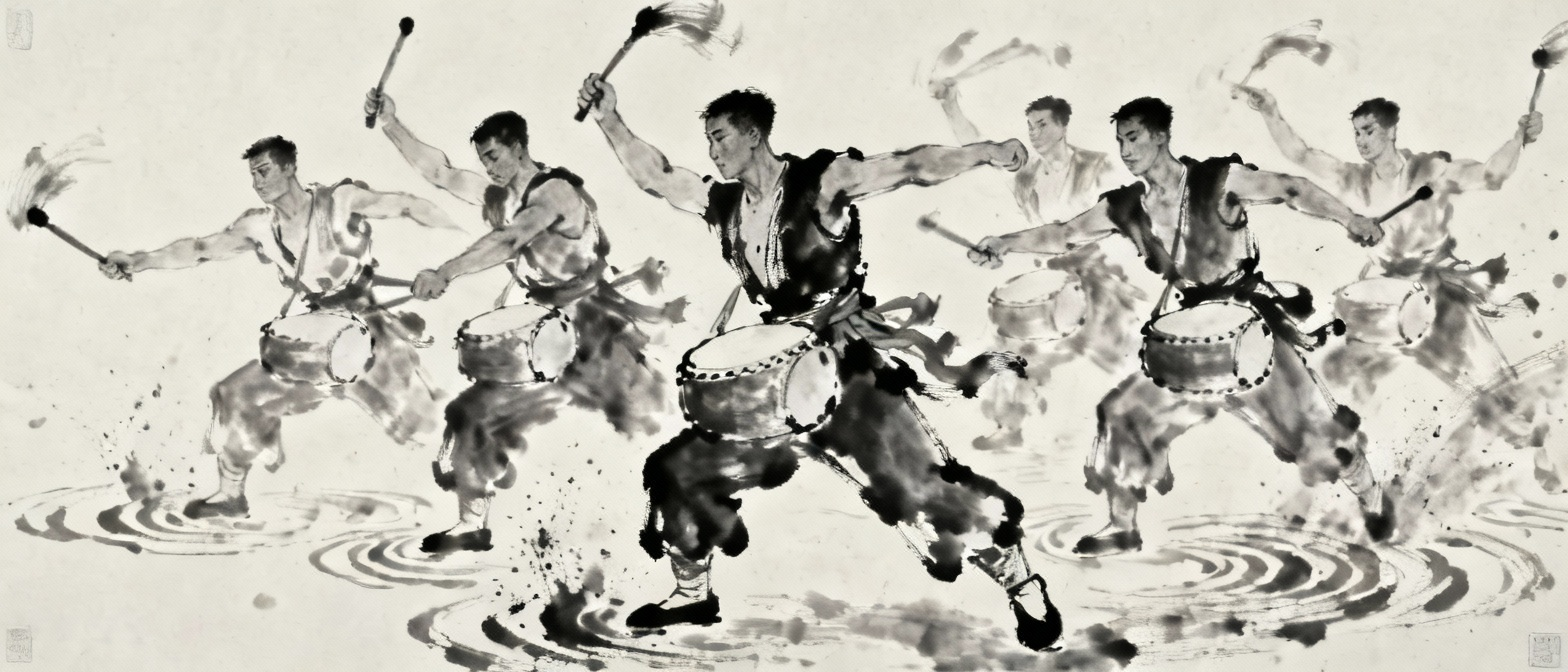 安塞腰鼓激烈表演