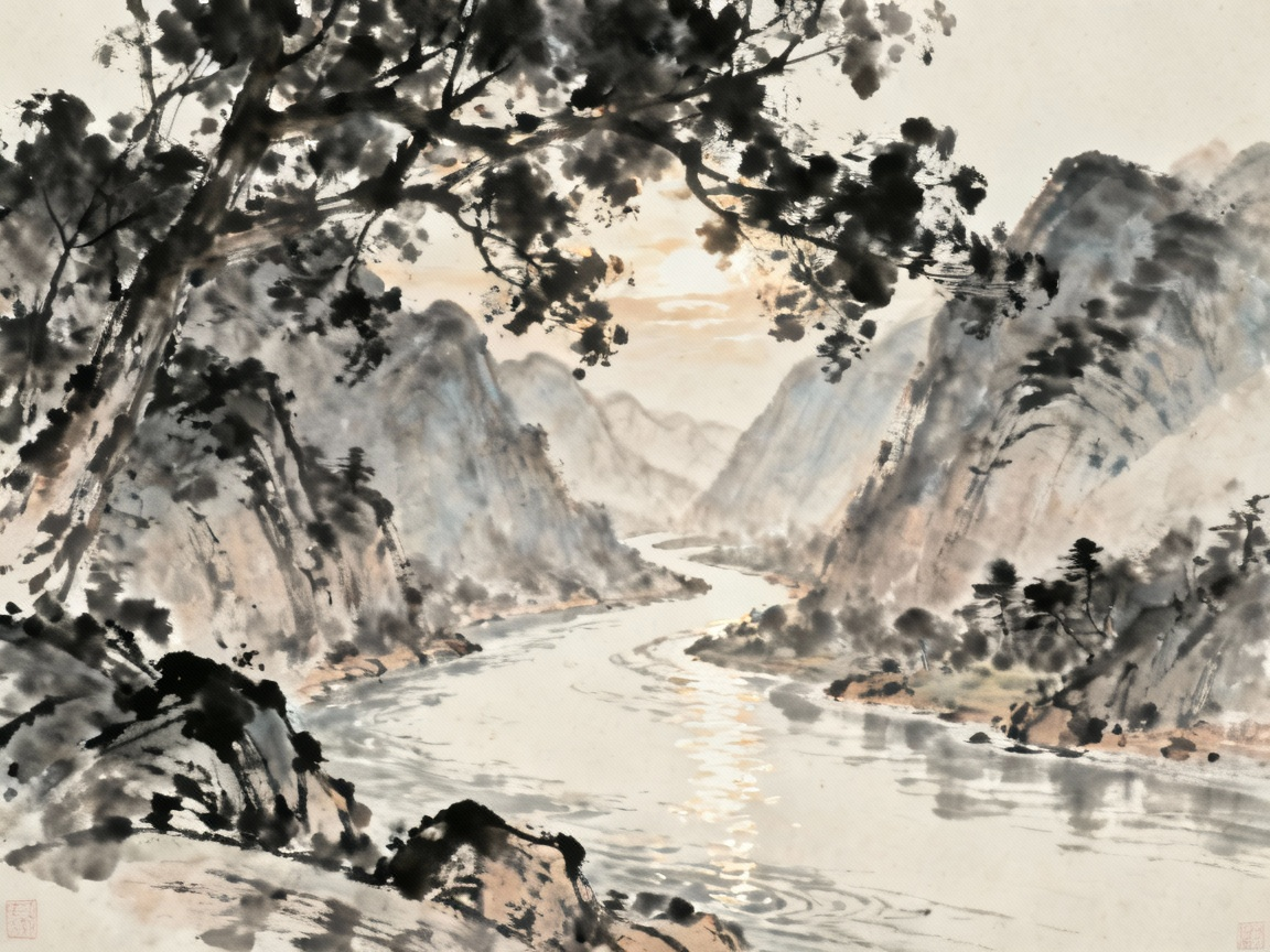 富春江横柯上蔽，疏条交映的幽深山谷