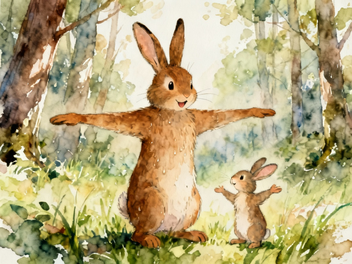 大兔子张开更长的手臂