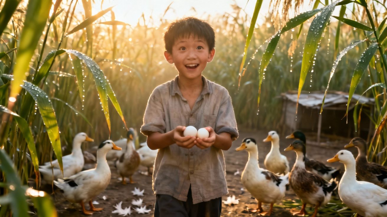 发现鸭蛋的喜悦