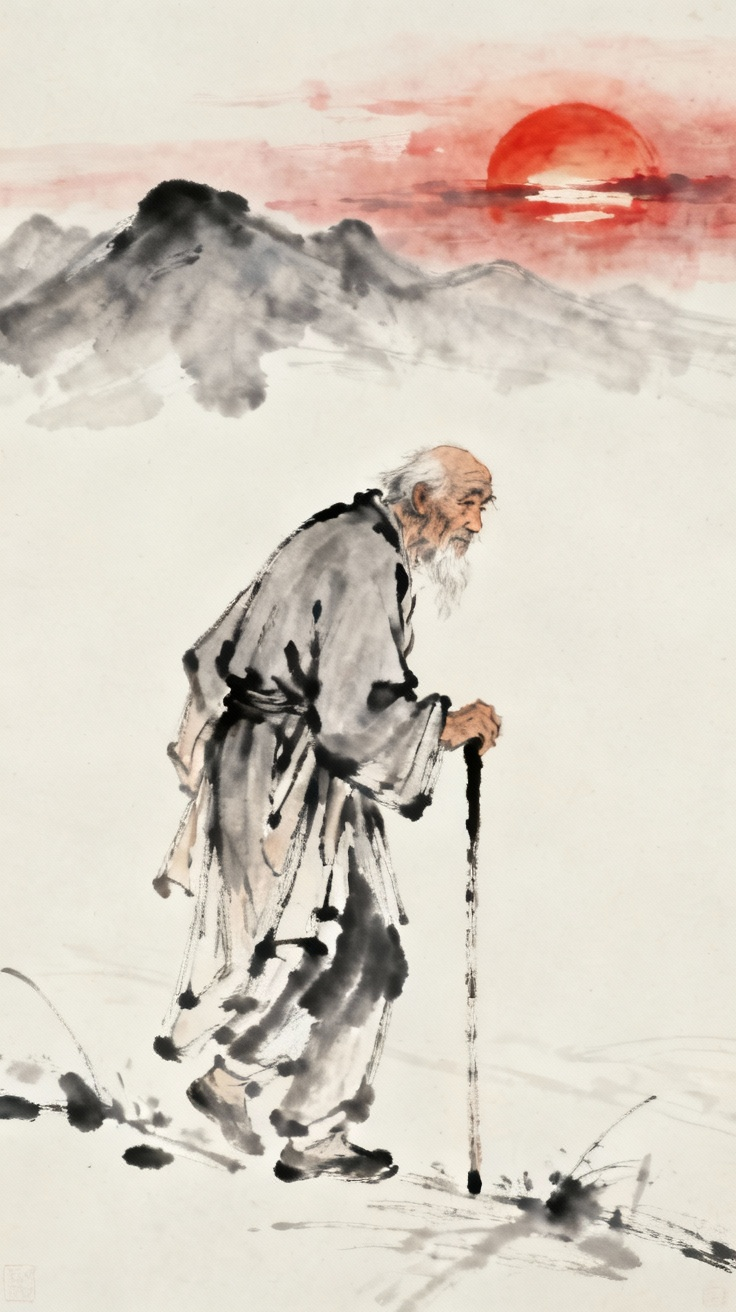 八十岁老兵归乡路上的孤独身影