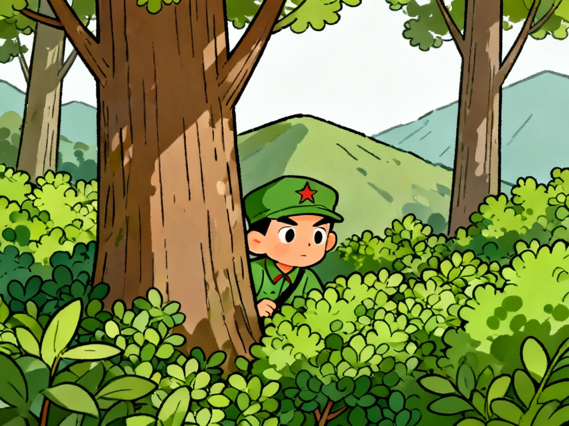 八路军在山林中隐蔽