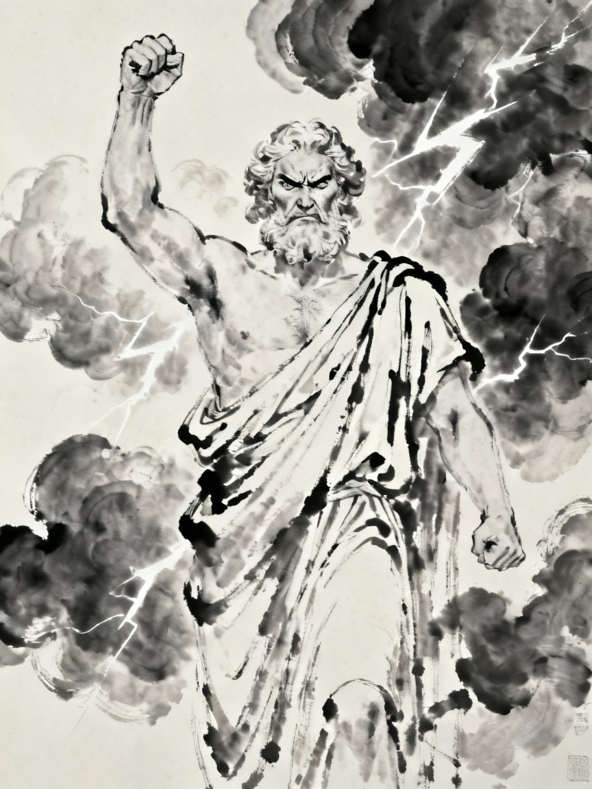 宙斯愤怒的神态