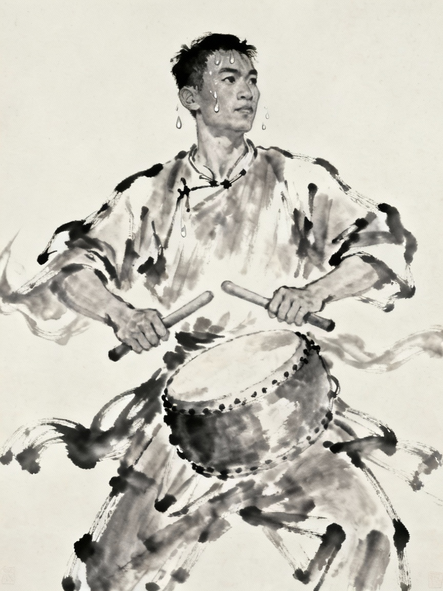 安塞腰鼓鼓手特写