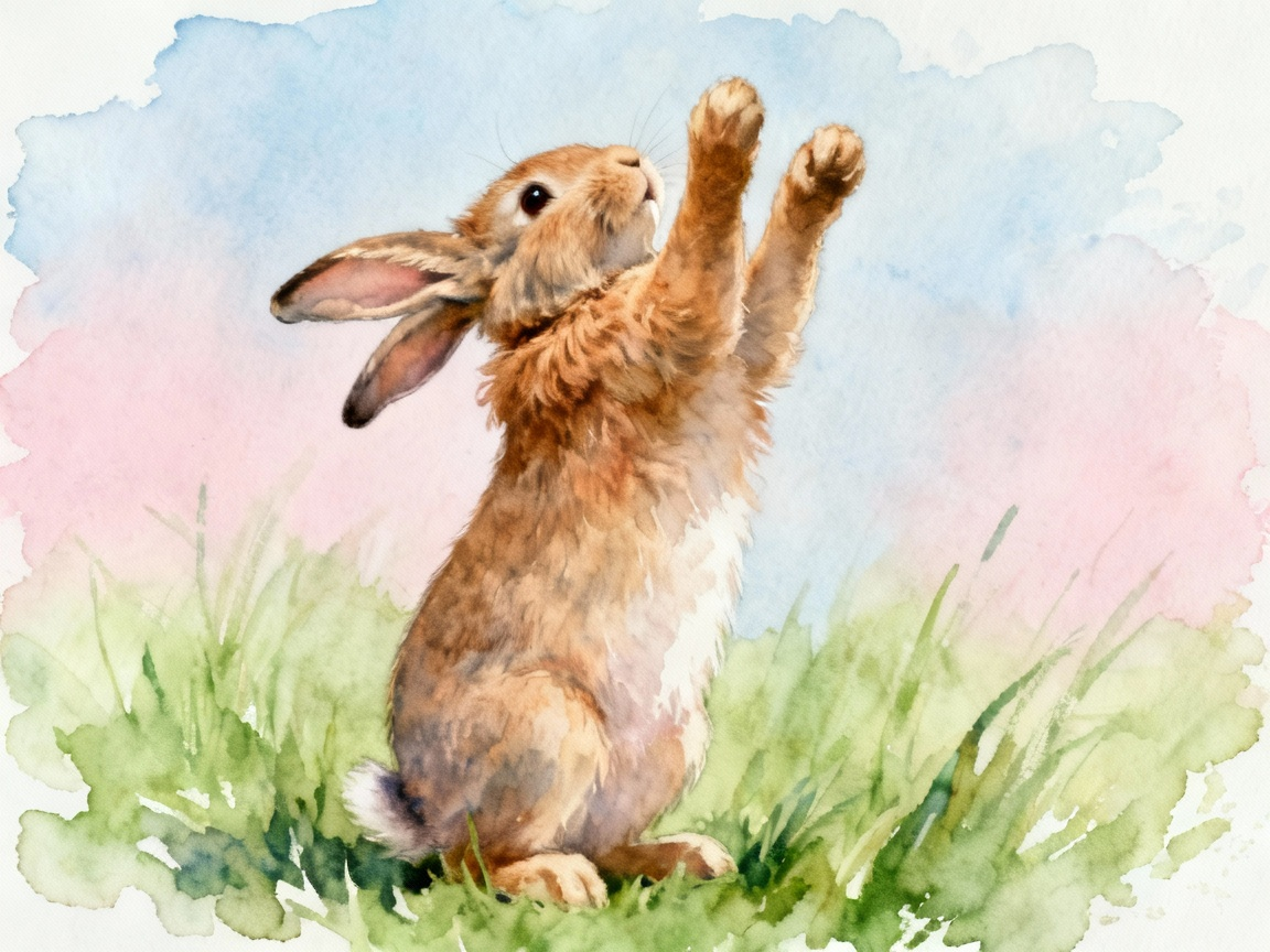 小兔子高举双手