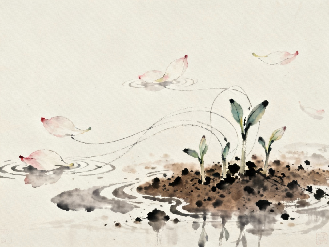 化作春泥更护花，落花化作春泥滋养新花的意境