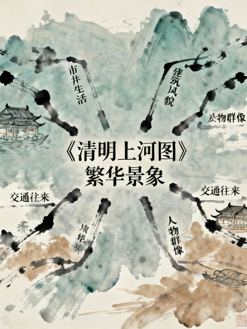 清明上河图繁华景象思维导图
