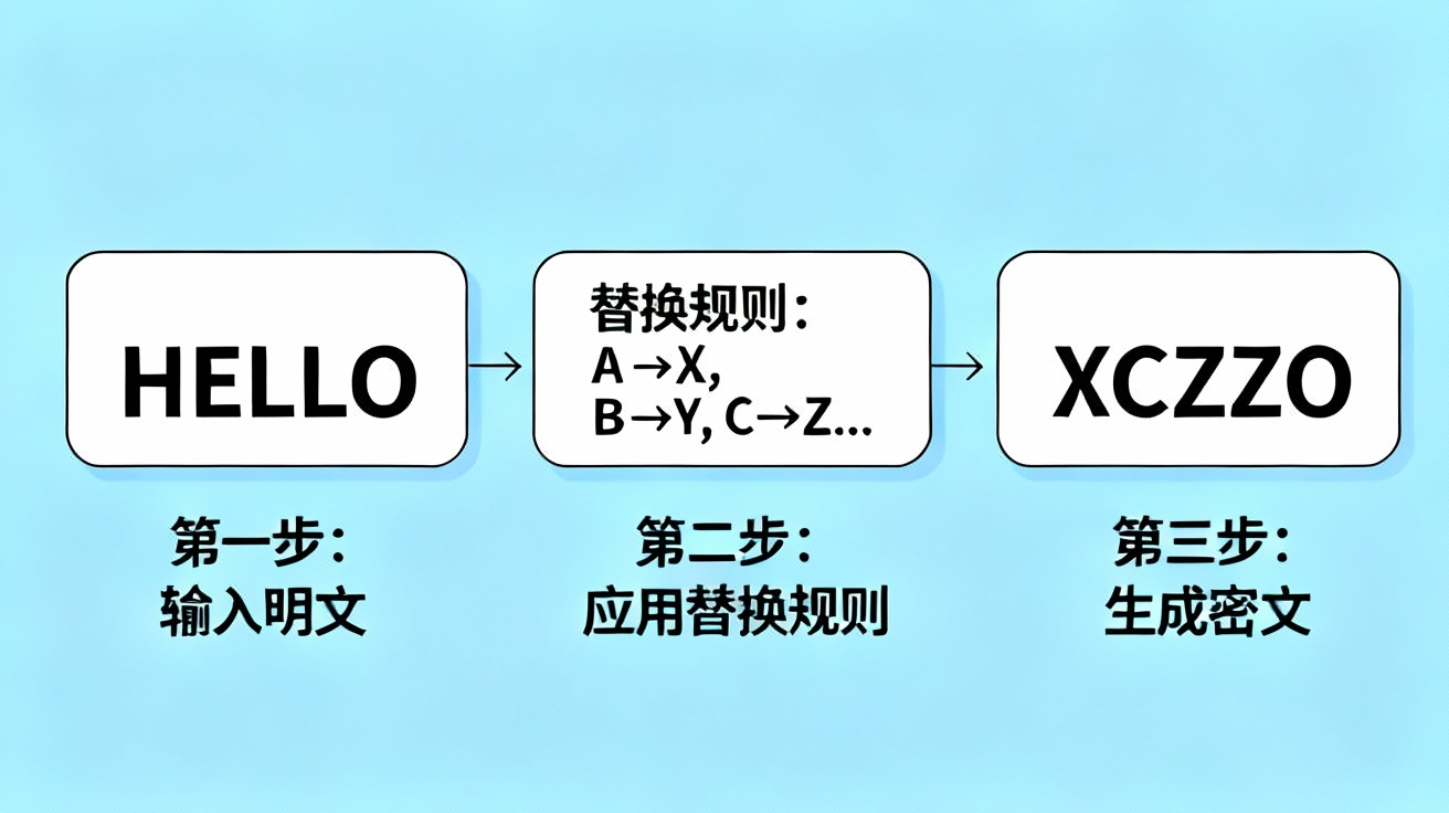 替代加密算法示意图